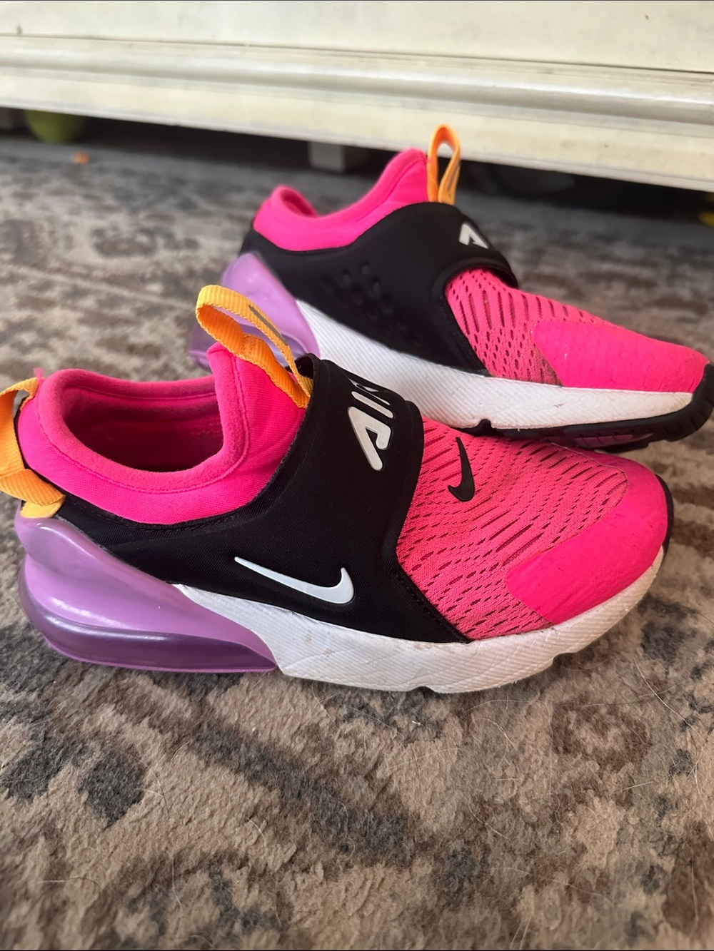 Nike Kids Hot Pink & Purple Slip-On Sneakers with Black Accents